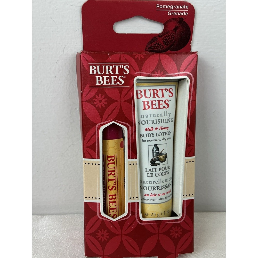 Burt's Bees Honey Pot Gift Set, Lip Balm and Body Lotion Pomegranate Gift Set